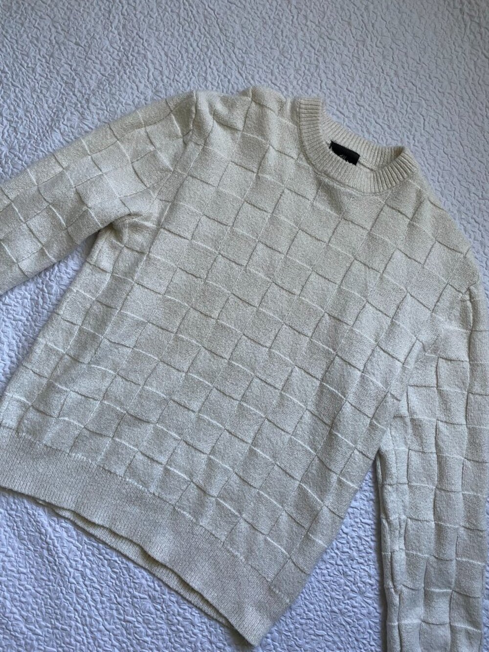 White Square Patterned Sweater